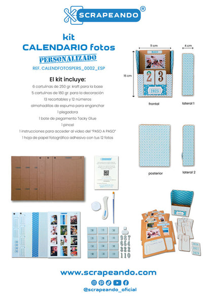 kit calendario de fotos PERSONALIZABLE  REF. CALENDFOTOPERS_0002_ESP en ESPAÑOL